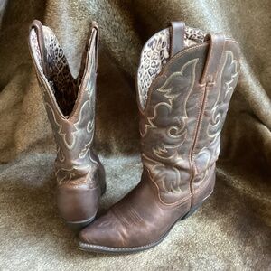 Beautiful Laredo Leather Western Teal/Tan Design Cowgirl Boots